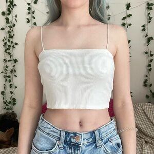 H&M Cream Ribbed Knit Top